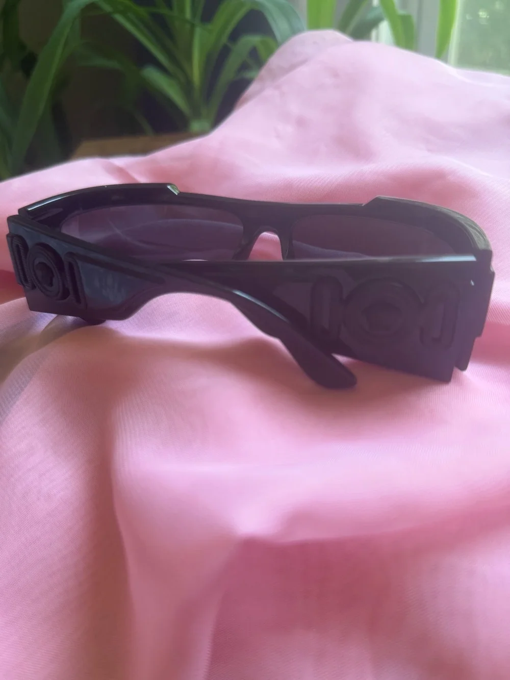 Versace Black Men's Shield Sunglasses with Dark Lenses